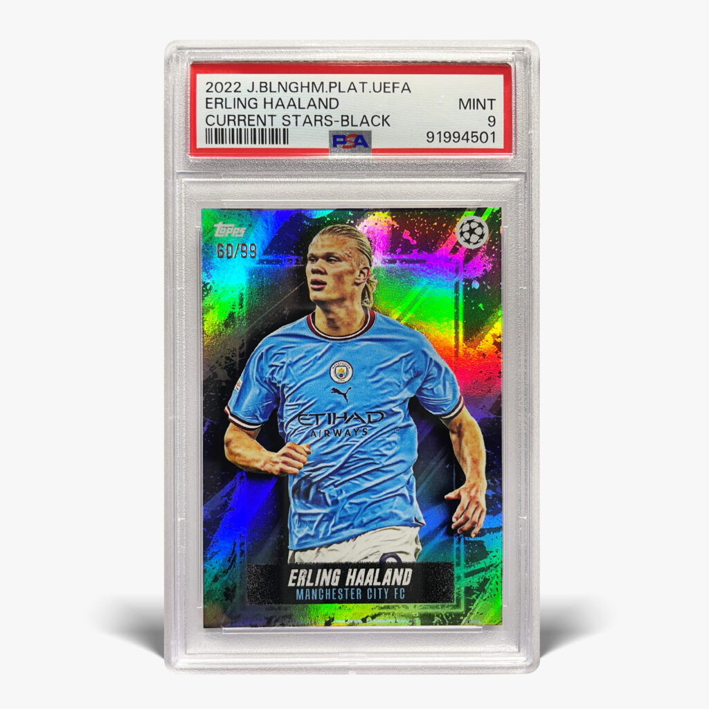 2022 Topps Jude Bellingham Platinum - Erling Haaland /99 PSA 9