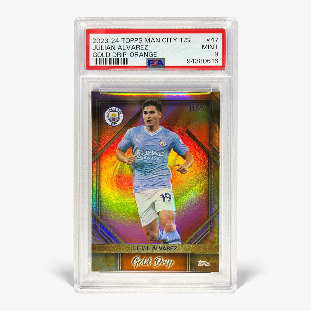 2023-24 Topps Team Manchester City - Gold Drip - Julian Álvarez /25 PSA 9