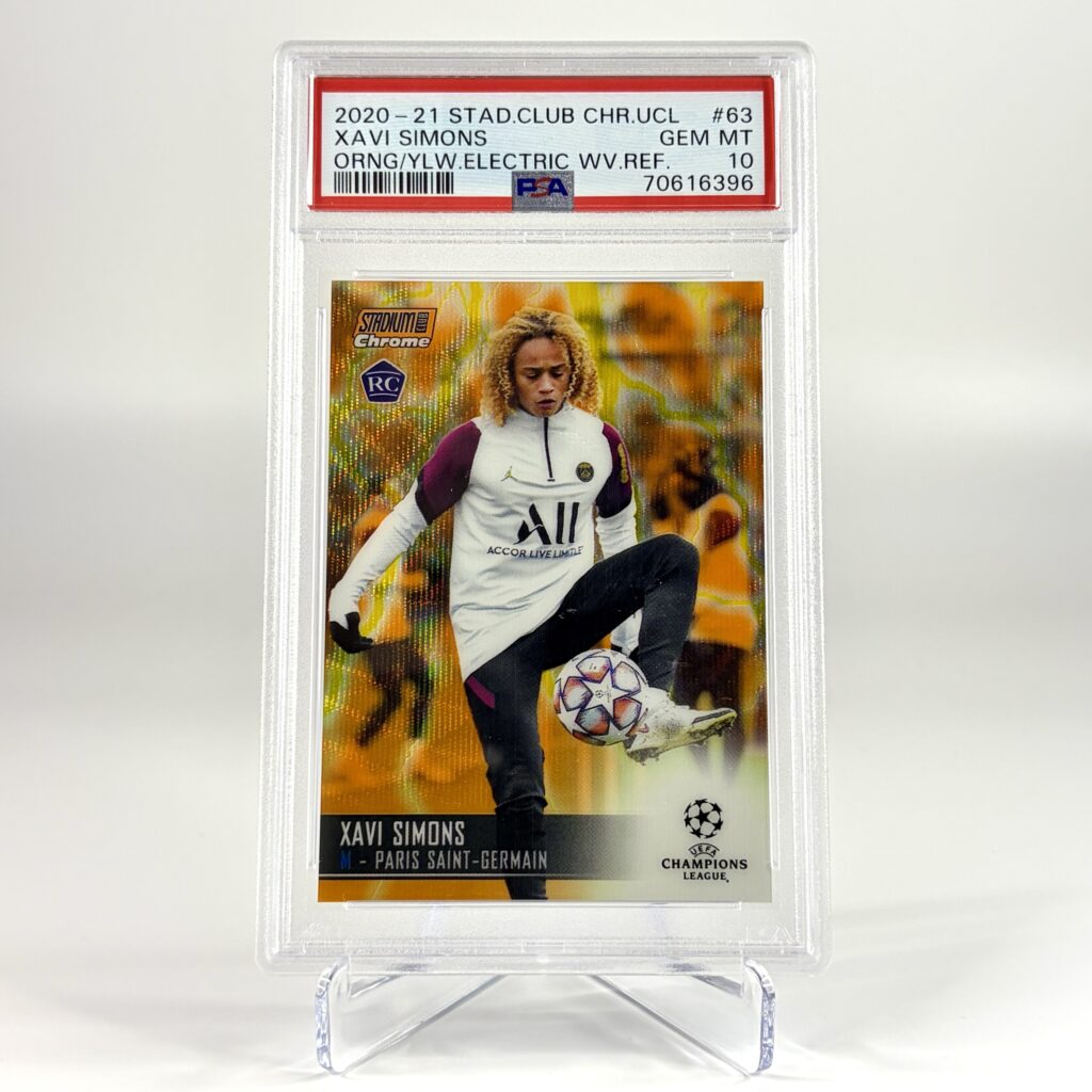 2020-21 Topps Stadium Club Chrome - Orng/Ylw. Electric Wave - Xavi Simons PSA 10