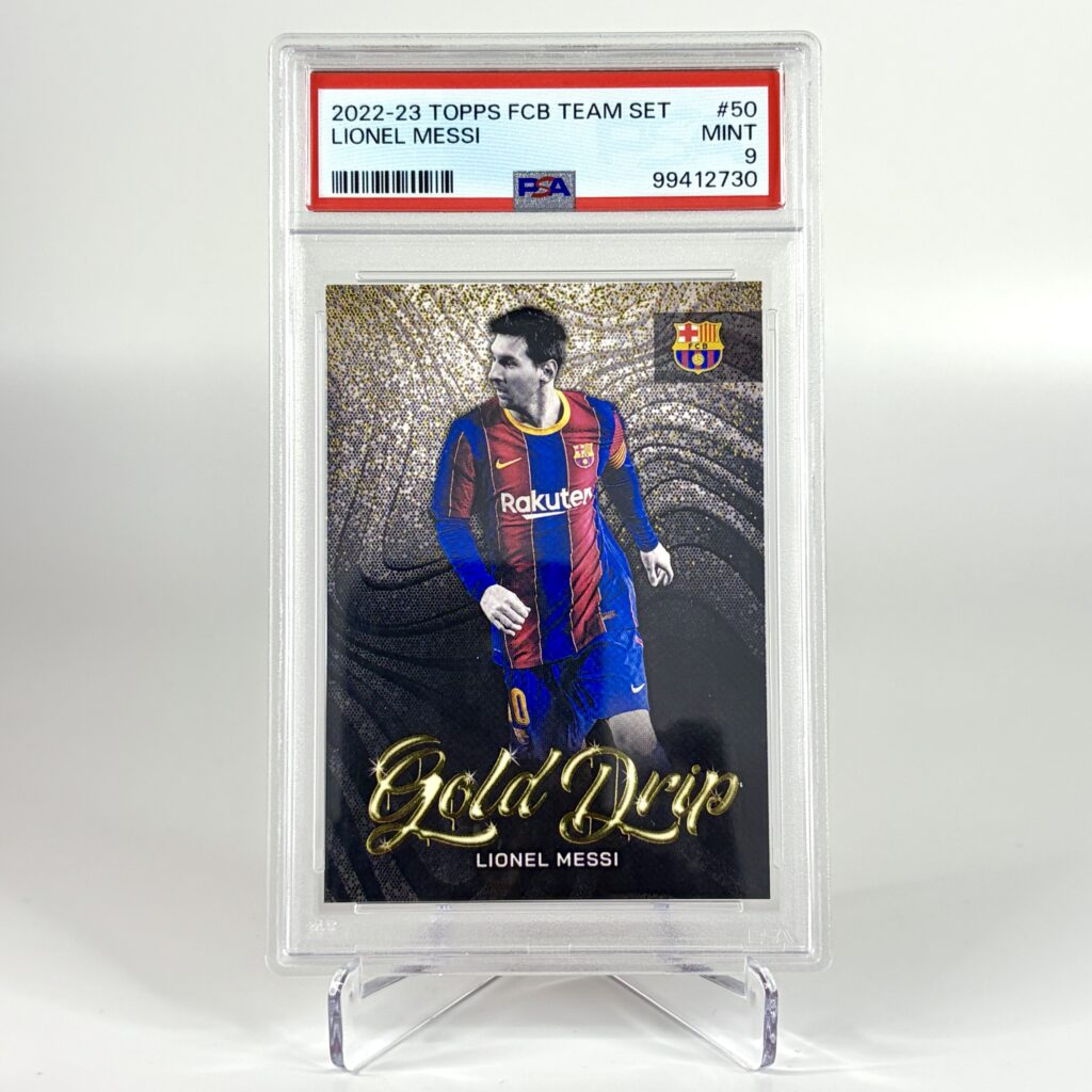 2022-23 Topps FC Barcelona Team Set - Gold Drip - Lionel Messi PSA 9