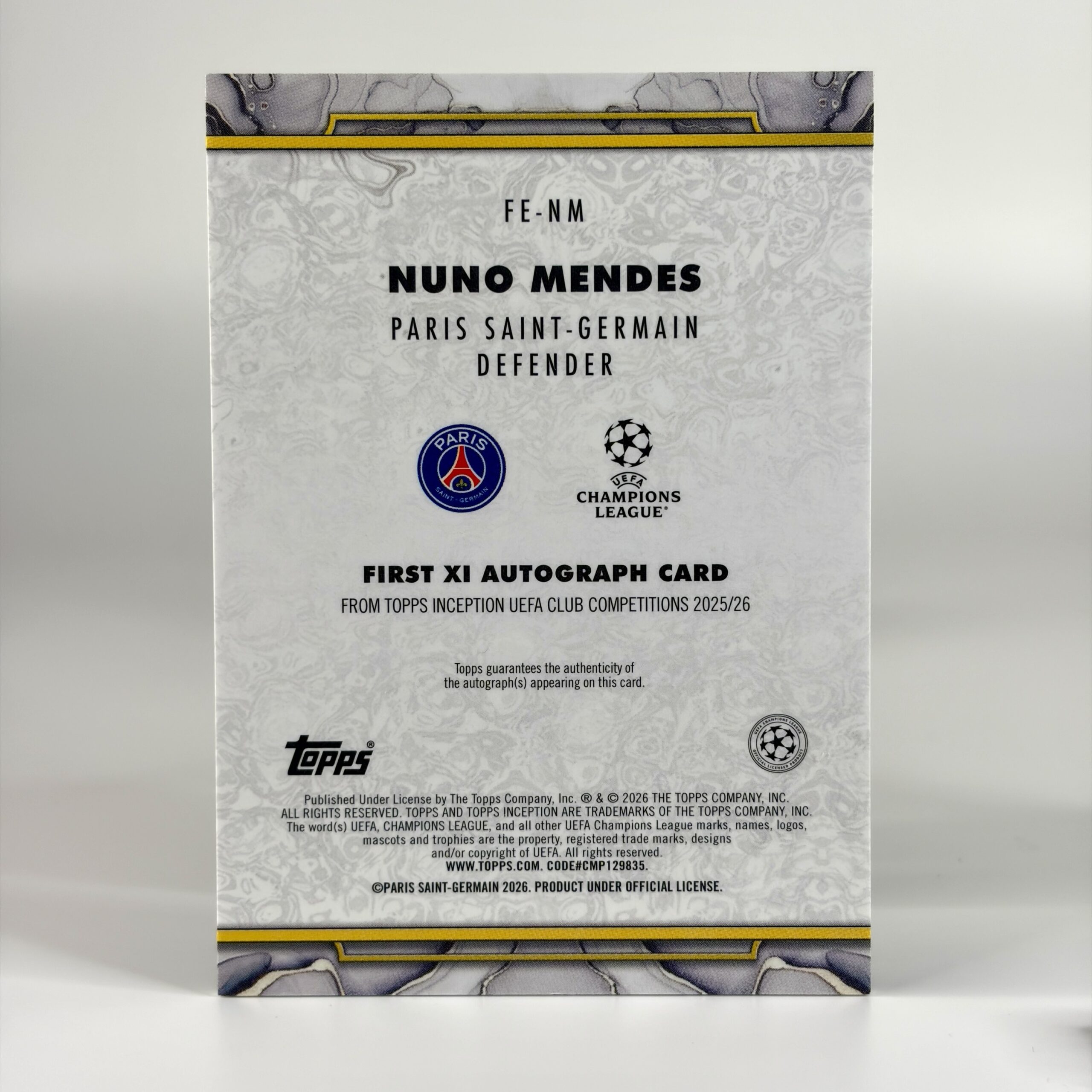 2025-26 Topps Inception UCC - Nuno Mendes Autograf /49 - Billede 2