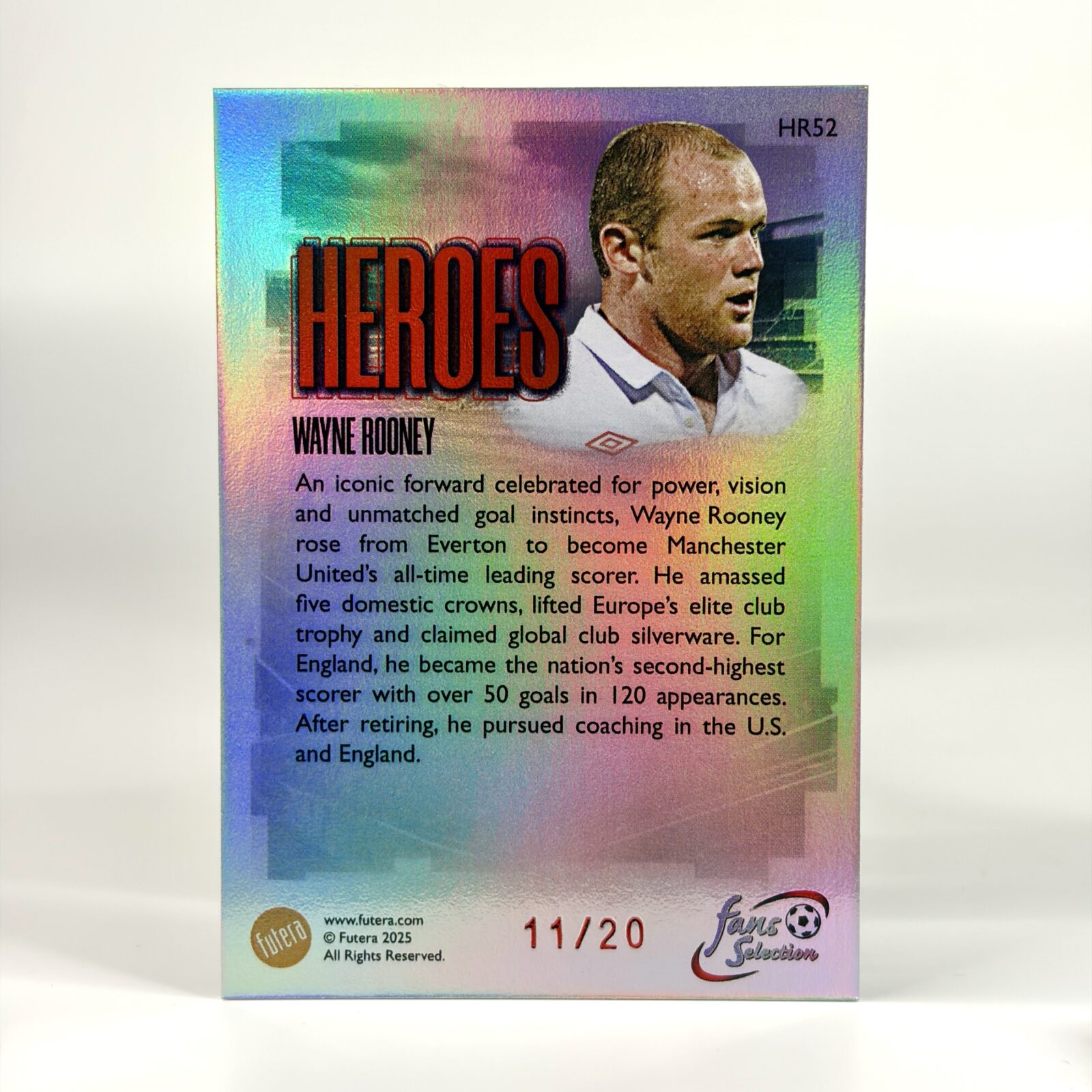 2025 Futera Fans Selection - Heroes - Wayne Rooney /20 - Billede 2