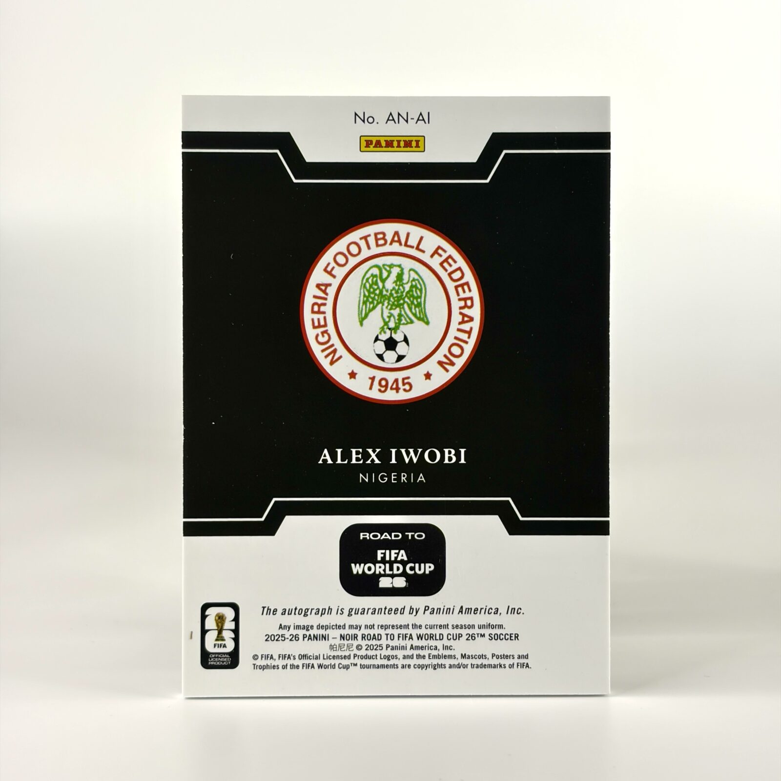 2025-26 Panini Noir Road to FIFA World Cup - Alex Iwobi Autograf /39 - Billede 2